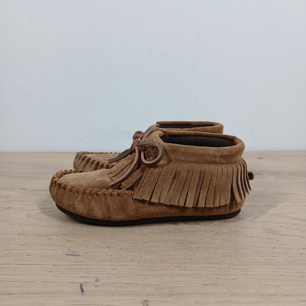 Lamo Kids Brown Suede Fringe Moccasin Boots